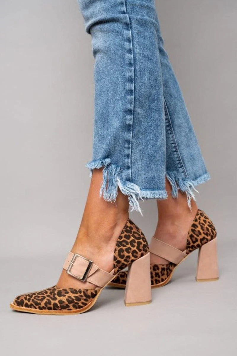 Lupe | Tacones de bloque con estampado de leopardo audaz