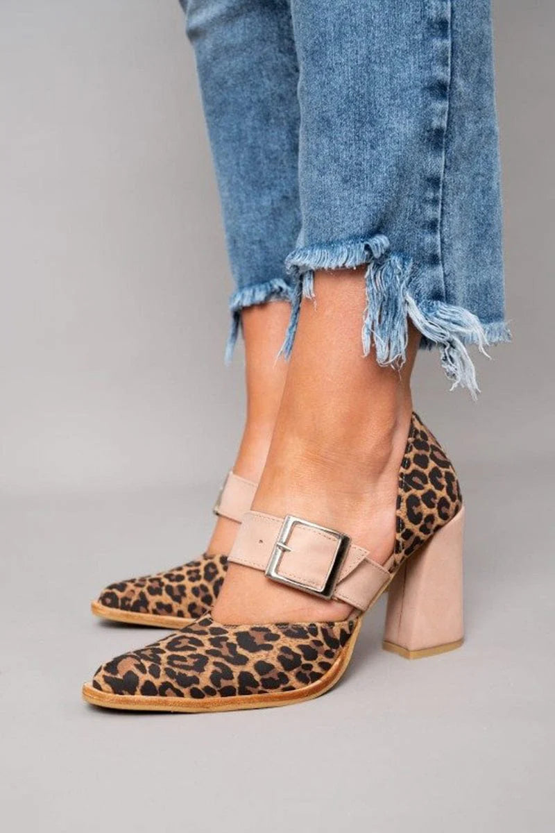 Lupe | Tacones de bloque con estampado de leopardo audaz