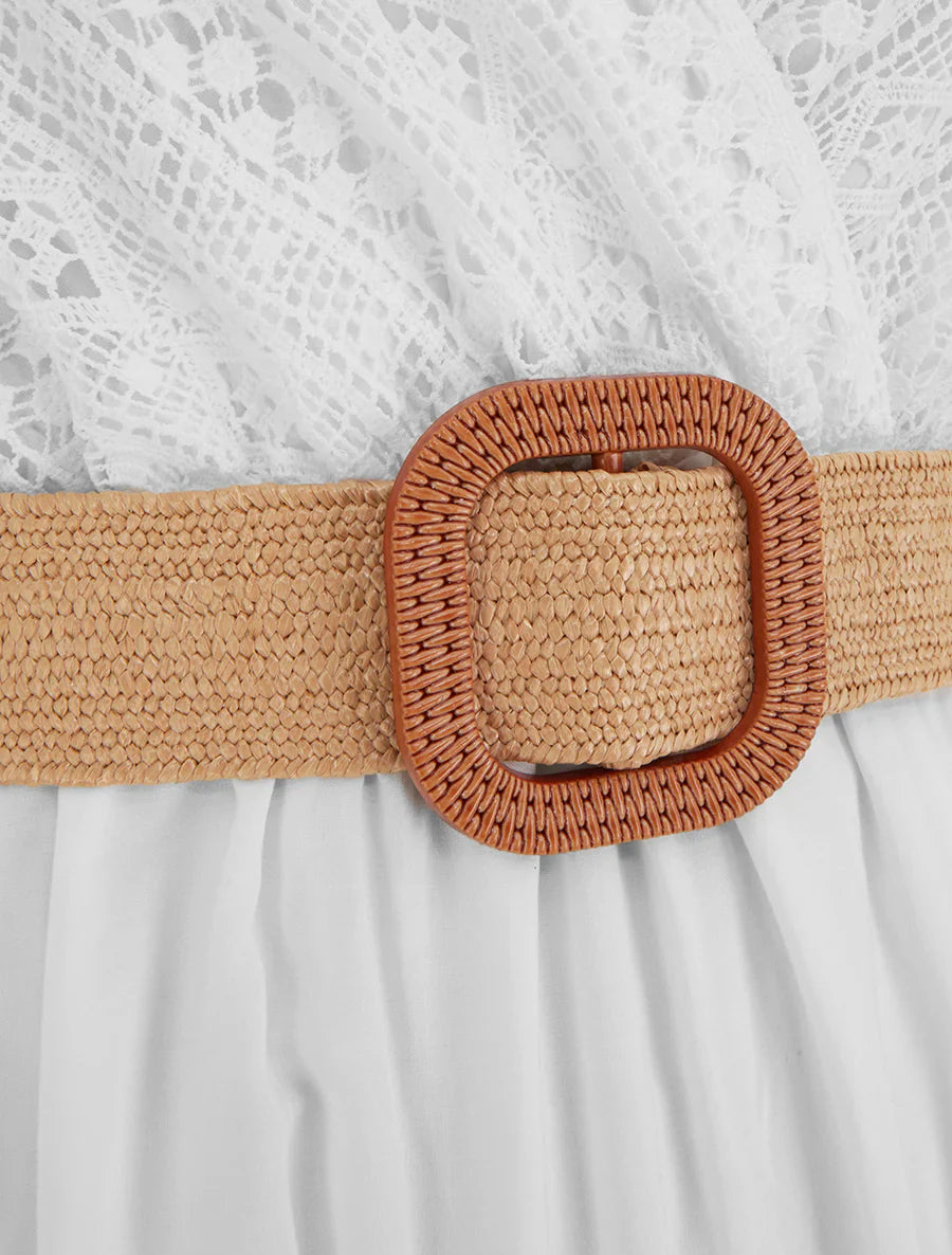 Elena | Vestido largo liso con pecho de encaje