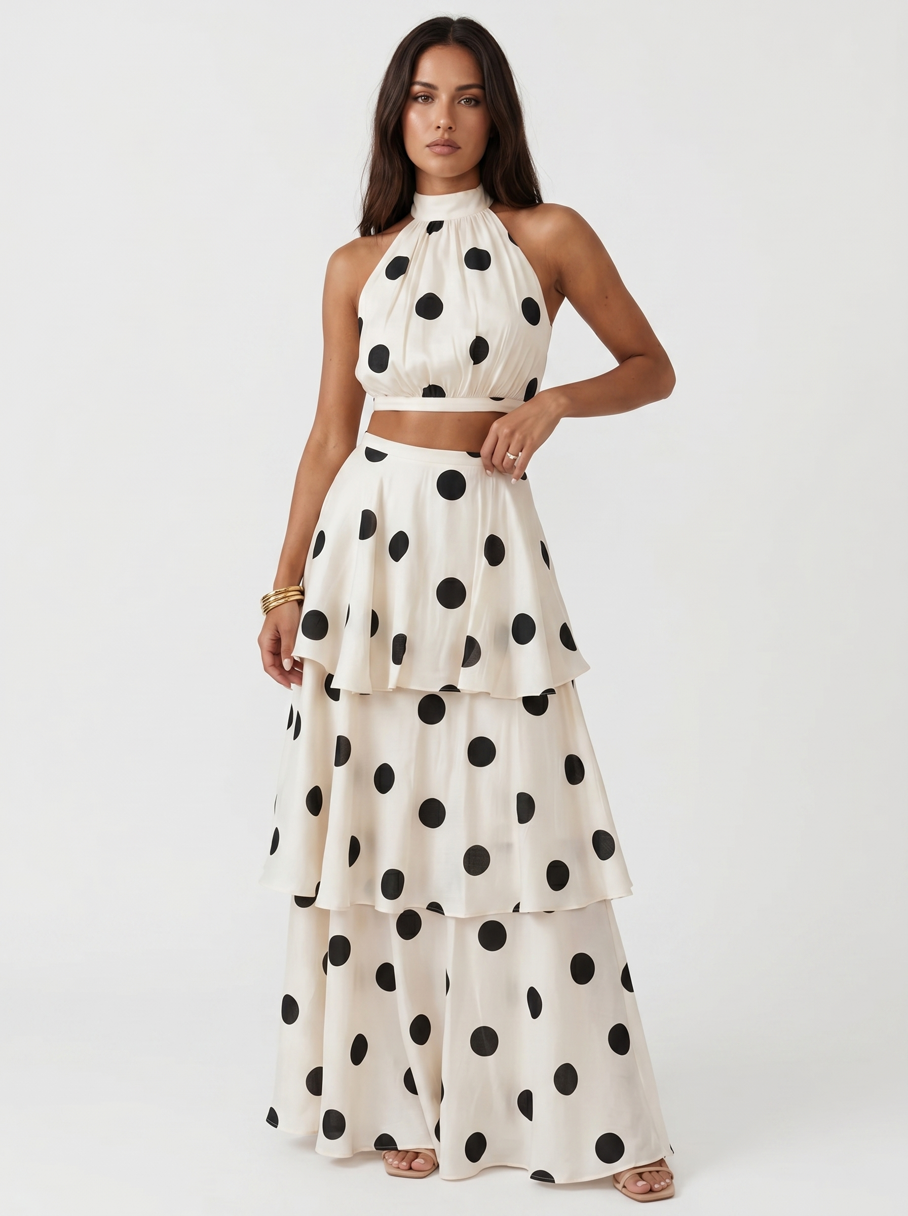 Lucía | Conjunto top y falda larga de lunares