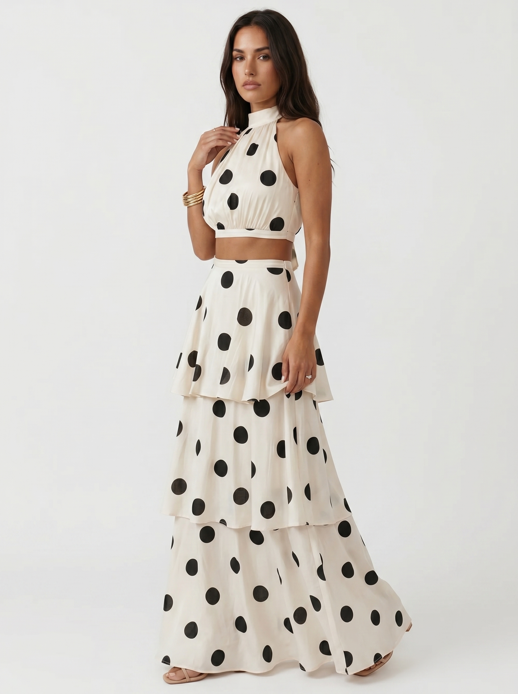 Lucía | Conjunto top y falda larga de lunares