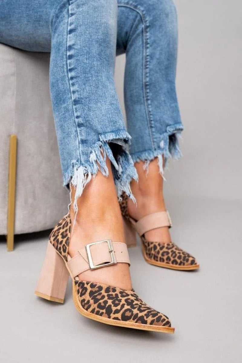 Lupe | Tacones de bloque con estampado de leopardo audaz