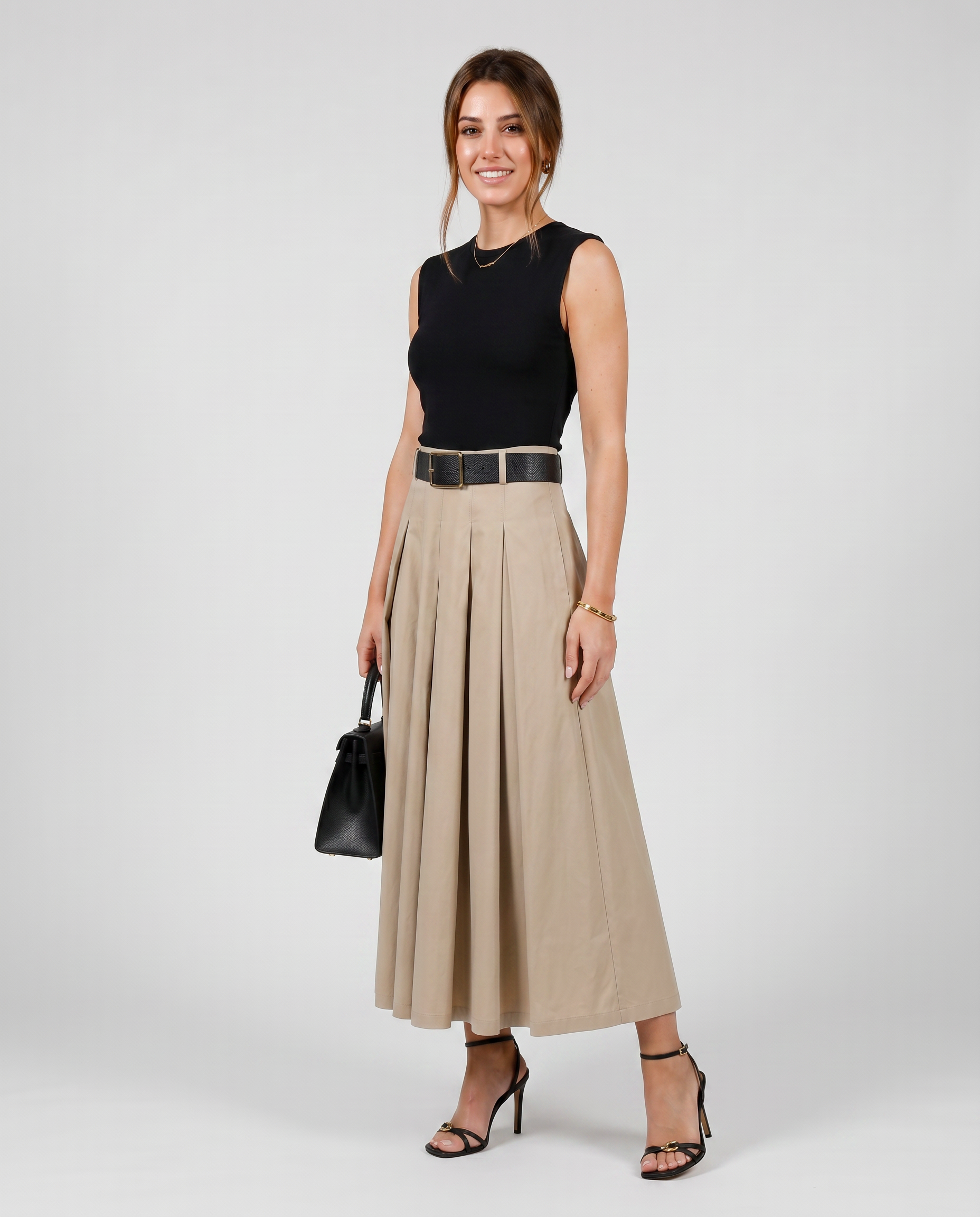 Alba | Vestido Midi plisado con cinturón