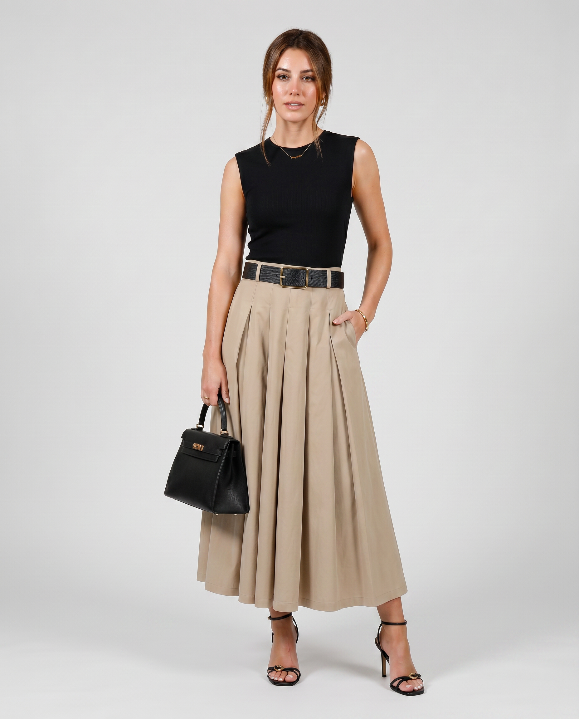 Alba | Vestido Midi plisado con cinturón