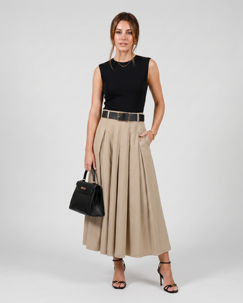 Alba | Vestido Midi plisado con cinturón